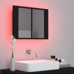 VidaXL Badkamerkast Met Spiegel En LED 60x12x45 Cm Acryl Zwart -VIDAL Salle De Bain Winkel 016d0c2ff09c4f2396efab0138ec7c92