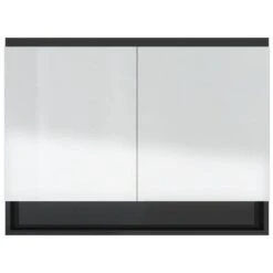 VidaXL Badkamerkast Met Spiegel 80x15x60 Cm MDF Glanzend Zwart -VIDAL Salle De Bain Winkel 053f51c3105a4907890be1aef982a77d