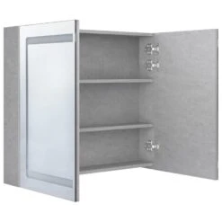 VidaXL Badkamerkast Met Spiegel En LED 80x12x68 Cm Betongrijs -VIDAL Salle De Bain Winkel 05e0a3841dbd4c979fd07556448da6d8