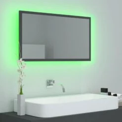 VidaXL Badkamerspiegel LED 80x8,5x37 Cm Acryl Grijs -VIDAL Salle De Bain Winkel 085ad22989b44da6a74f35195e194392