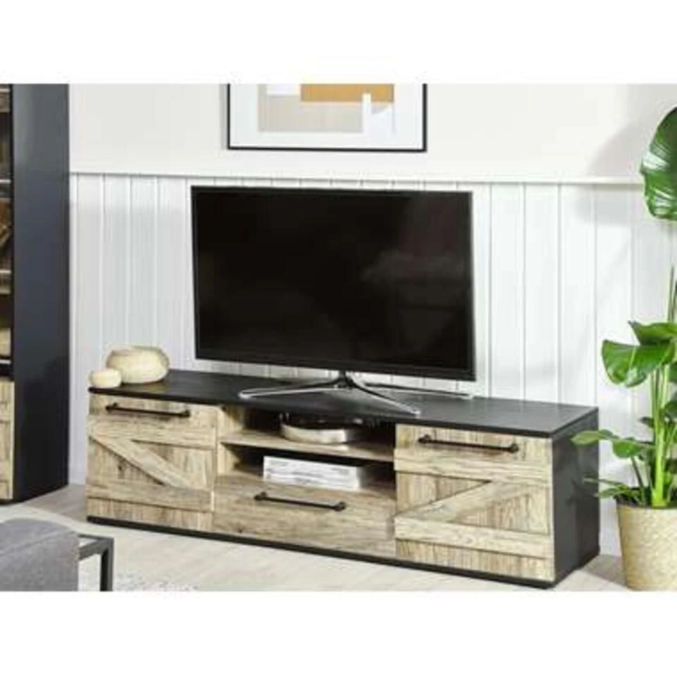 Beliani TV-kast SALTER - Lichte Houtkleur Vezelplaat 2 Beliani TV-kast SALTER - Lichte Houtkleur Vezelplaat - Afbeelding 2