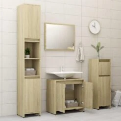 VidaXL 3-delige Badkamermeubelset Spaanplaat Sonoma Eikenkleurig Bruin -VIDAL Salle De Bain Winkel 0bd6a43fcb684ace92a33c34dbdb43d5