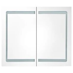 VidaXL Badkamerkast Met Spiegel En LED 80x12x68 Cm Wit En Eikenkleurig -VIDAL Salle De Bain Winkel 0c946d470c364ad68bff7daf9a834d66 1