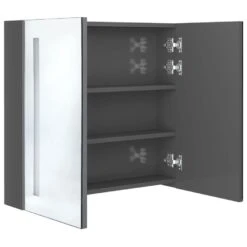 VidaXL Badkamerkast Met Spiegel En LED 62x14x60 Cm Glanzend Grijs -VIDAL Salle De Bain Winkel 0d59817bcf8a4dc6b7324c271c450a28