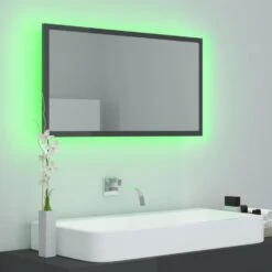 VidaXL Badkamerspiegel LED 80x8,5x37 Cm Acryl Hoogglans Grijs -VIDAL Salle De Bain Winkel 0d7be5f1ffdc429f889d05326ac106ba