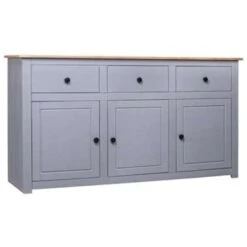 VidaXL Dressoir Panama Range 135x40x80 Cm Massief Grenenhout Grijs