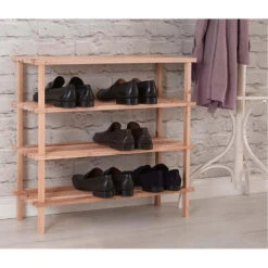 Merkloos Schoenenrek - Hout - 4-laags - 77 X 26 X 65 Cm -VIDAL Salle De Bain Winkel 1000021643 0102