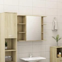 VidaXL 3-delige Badkamermeubelset Spaanplaat Sonoma Eikenkleurig -VIDAL Salle De Bain Winkel 1000025954 0103