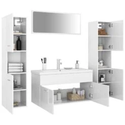 VidaXL Badkamermeubelset Spaanplaat Hoogglans Wit -VIDAL Salle De Bain Winkel 1000025968 0102