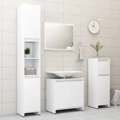 VidaXL 3-delige Badkamermeubelset Spaanplaat Wit -VIDAL Salle De Bain Winkel 1000026050 0102