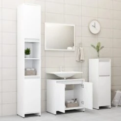 VidaXL 3-delige Badkamermeubelset Spaanplaat Wit -VIDAL Salle De Bain Winkel 1000026050 0103