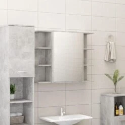 VidaXL 4-delige Badkamermeubelset Spaanplaat Betongrijs 7 VidaXL 4-delige Badkamermeubelset Spaanplaat Betongrijs -VIDAL Salle De Bain Winkel 1000026056 0103