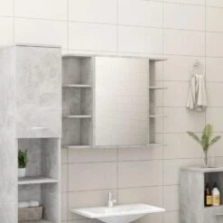 VidaXL 3-delige Badkamermeubelset Spaanplaat Betongrijs 7 VidaXL 3-delige Badkamermeubelset Spaanplaat Betongrijs -VIDAL Salle De Bain Winkel 1000026058 0103