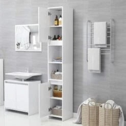 VidaXL Badkamerkast 30x30x183,5 Cm Spaanplaat Wit -VIDAL Salle De Bain Winkel 1000026581 0102