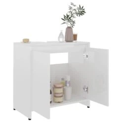 VidaXL Badkamerkast 60x33x61 Cm Spaanplaat Hoogglans Wit 7 VidaXL Badkamerkast 60x33x61 Cm Spaanplaat Hoogglans Wit -VIDAL Salle De Bain Winkel 1000026623 0103