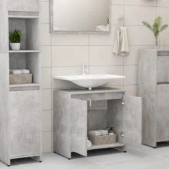 VidaXL Badkamerkast 60x33x61 Cm Spaanplaat Betongrijs -VIDAL Salle De Bain Winkel 1000026681 0102