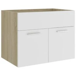 VidaXL Wastafelkast 60x38,5x46 Cm Spaanplaat Wit En Sonoma Eikenkleur