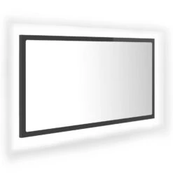 VidaXL Badkamerspiegel LED 80x8,5x37 Cm Acryl Hoogglans Grijs