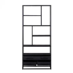 Giga Meubel Wandkast Pure Black - 90x40x200cm - Metaal & Mangohout -VIDAL Salle De Bain Winkel 1000027346 0102