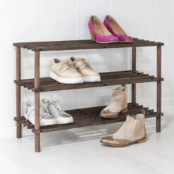 Merkloos Schoenenrek - Dennenhout - 18 Paar - 3 Laags - 74 Cm -VIDAL Salle De Bain Winkel 1000027569 0102