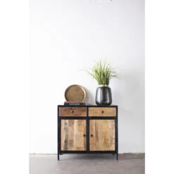 Giga Meubel Dressoir 100x45x90cm - Mangohout & Metaal - Dressoir Ravi -VIDAL Salle De Bain Winkel 1000028533 0106