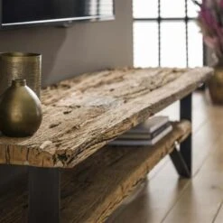 Hoyz - TV-meubel 160x40 - Bruin - Hardhout - Handgemaakt -VIDAL Salle De Bain Winkel 1000028537 0102