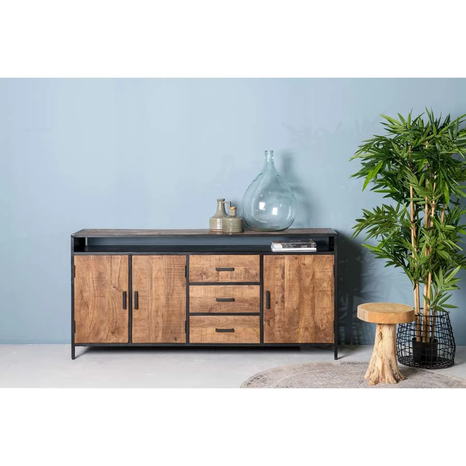 Livingfurn - Dressoir Sturdy Open 180 Cm - Mangohout 2 Livingfurn - Dressoir Sturdy Open 180 Cm - Mangohout - Afbeelding 2