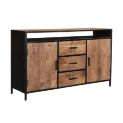 Livingfurn - Dressoir Sturdy Open 150 Cm - Mangohout / Gecoat Staal