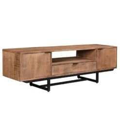 Livingfurn - TV Meubel Valdez 150 Cm - Mangohout / Gecoat Staal