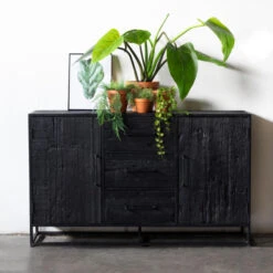 Giga Meubel Dressoir Zwart Hout - Metaal - Pure Black -VIDAL Salle De Bain Winkel 1000030903 0106