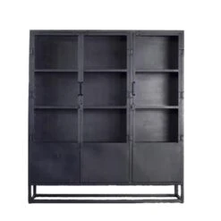 Giga Meubel Vitrinekast Urban XXL Zwart - Metaal - 180x40x200cm