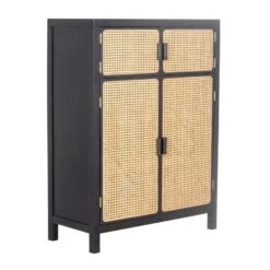 Giga Meubel Opbergkast Webbing Naturel/Zwart - 90x40x120cm - Kast Novi