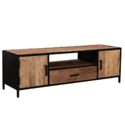 Livingfurn - TV Meubel Sturdy 160 Cm - Mangohout / Gecoat Staal