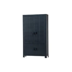 WOOOD Benson Dichte Kast - Grenen - Zwart - 200x115x37