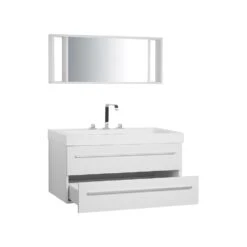 Beliani Badkamerkast Met Spiegel ALMERIA - Wit Mdf -VIDAL Salle De Bain Winkel 1000038613 0103