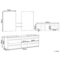 Beliani Badkamerkast Met Spiegel MADRID - Lichte Houtkleur Mdf -VIDAL Salle De Bain Winkel 1000038615 0102