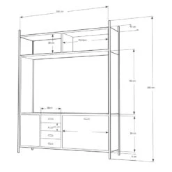 Giga Meubel Tv-kast Zwart Metaal - 4-Lades - 160x42x200cm - Fik -VIDAL Salle De Bain Winkel 1000038965 0102