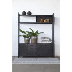 Giga Meubel Tv-kast Zwart Metaal - 4-Lades - 160x42x200cm - Fik