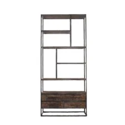 Giga Meubel Wandkast Hout & Metaal - 90x40x200cm - 3Laden - Lio