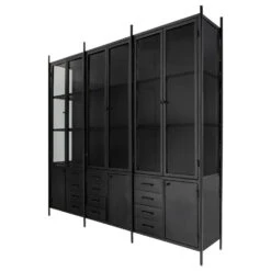 Giga Meubel Vitrinekast Zwart Metaal - 9-deurs - 208x40x200 - Fik XL -VIDAL Salle De Bain Winkel 1000038972 0102