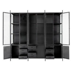 Giga Meubel Vitrinekast Zwart Metaal - 9-deurs - 208x40x200 - Fik XL -VIDAL Salle De Bain Winkel 1000038972 0103