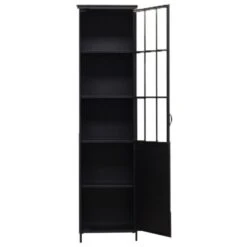 Giga Meubel Vitrinekast Metaal - Zwart - 55x42x210cm - Noortje -VIDAL Salle De Bain Winkel 1000040349 0103