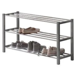 ACAZA Schoenen Rekje, Tot 12 Paar Sneakers Of Schoenen, Metaal, Grijs