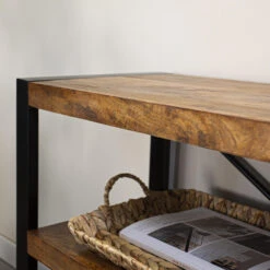 Industriële Wandkast Chris Mangohout - 40x120x80 Cm - Mangohout - Bruin -VIDAL Salle De Bain Winkel 1000041709 0103