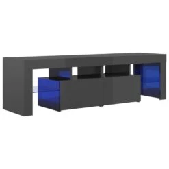 VidaXL Tv-meubel Met LED-verlichting 140x36,5x40 Cm Hoogglans Grijs