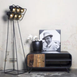 Giga Meubel TV Meubel Zwart/Bruin - Metaal - Hout - Retro Klein