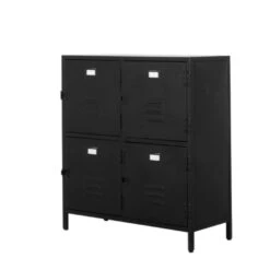 Giga Meubel Lockerkast Zwart - 4-Deurs - 95x40x105cm - Metaal - New Vintage -VIDAL Salle De Bain Winkel 1000043014 0102