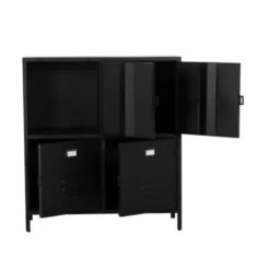 Giga Meubel Lockerkast Zwart - 4-Deurs - 95x40x105cm - Metaal - New Vintage -VIDAL Salle De Bain Winkel 1000043014 0103