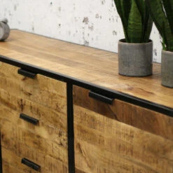 Industrieel Dressoir Xavi 45x180x86 Cm - 45x180x86 Cm - Mangohout - Bruin -VIDAL Salle De Bain Winkel 1000043554 0102