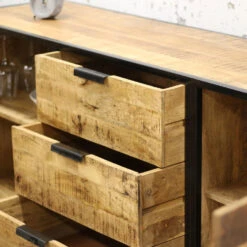 Industrieel Dressoir Xavi 45x180x86 Cm - 45x180x86 Cm - Mangohout - Bruin -VIDAL Salle De Bain Winkel 1000043554 0103